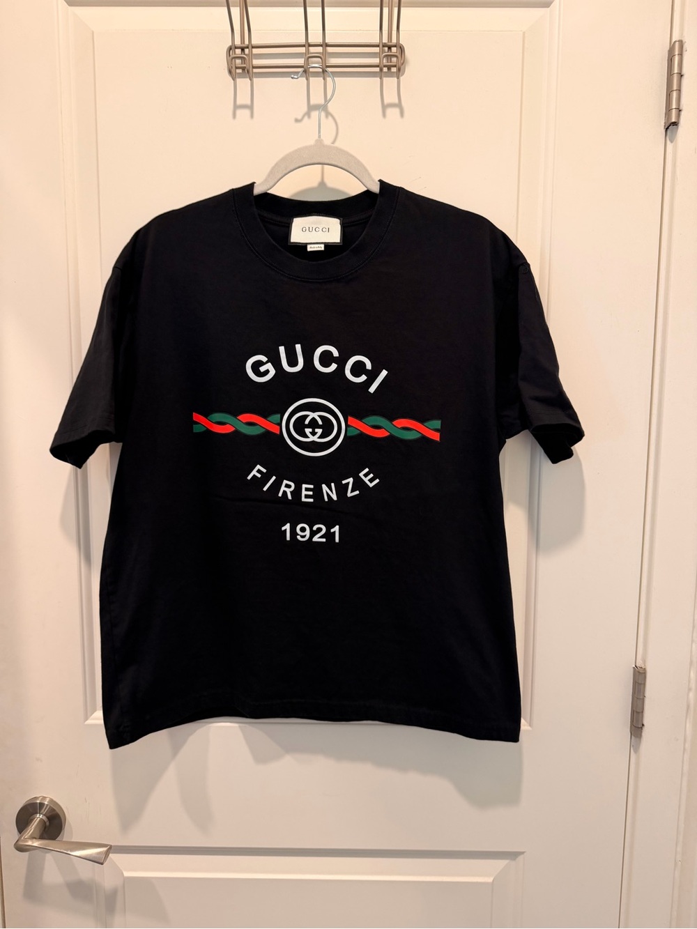 Gucci Firenze 1921 Graphic Crew Neck T-Shirt in Dark Blue Size XL